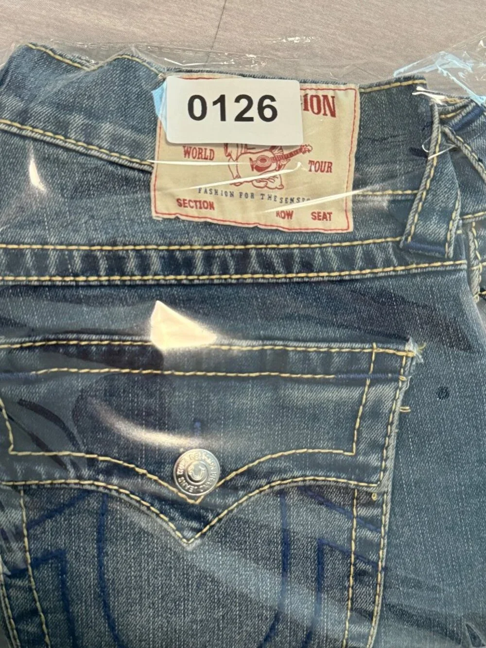 True Religion Mens Ricky Relaxed Straight Jeans Size 32 Blue Denim